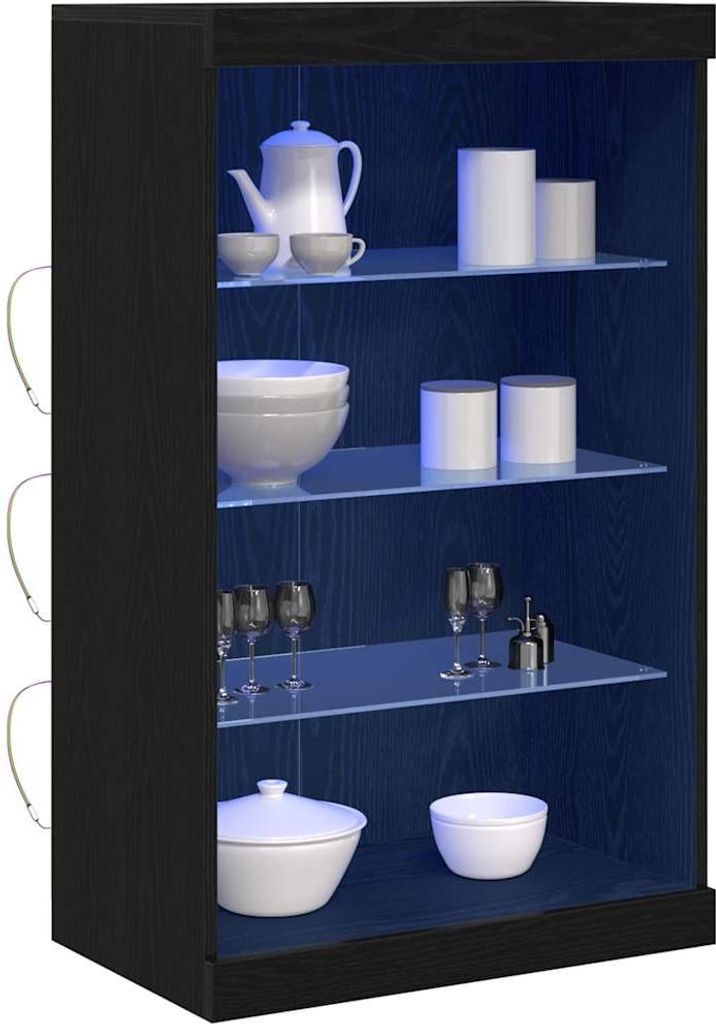 LED-Sideboard Schwarz Eichen-Optik 60,5 x 37 x 100 cm