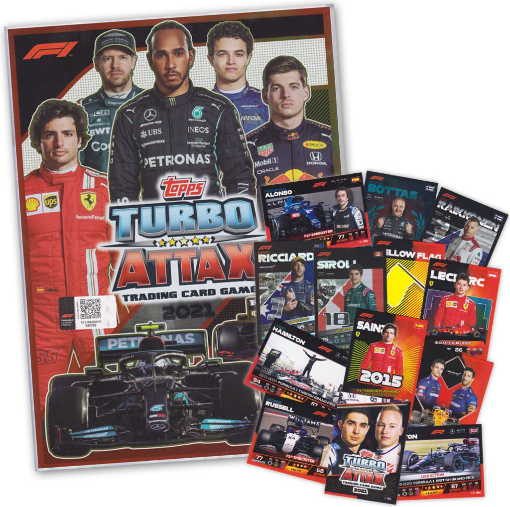 Turbo Attax WM 2021 - Formel 1 & 2 Sammelalbum + 40 verschiedene Karten Starter-Set