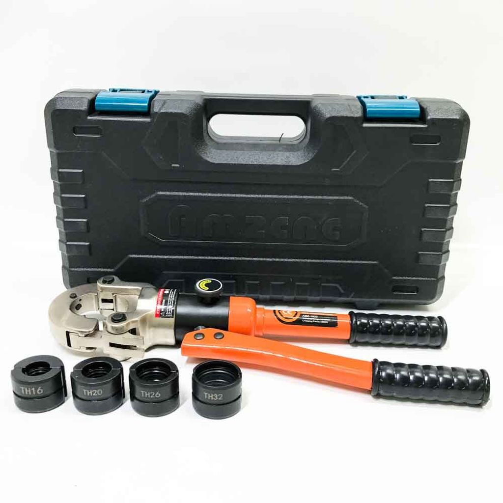 AMZCNC Profi Presszange TH-Kontur 16-20-26-32 Set Presswerkzeug mit 360° drehbarem Kopf,für Verbundrohr mit Fittings der TH-Kontur, Backeneinsät...