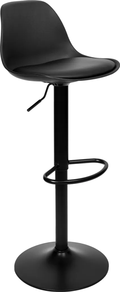 Tabouret de bar RICARDO BLACK en similicuir noir au design moderne