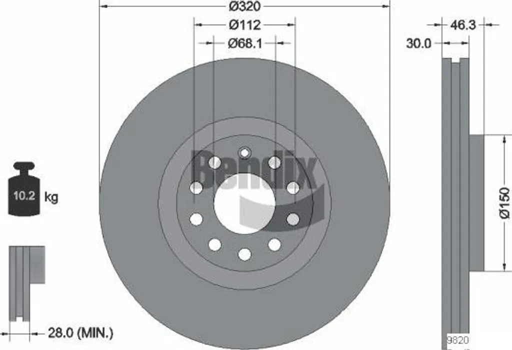 Disque de frein BENDIX compatible A4 8E A6 4B - Pour un freinage durable