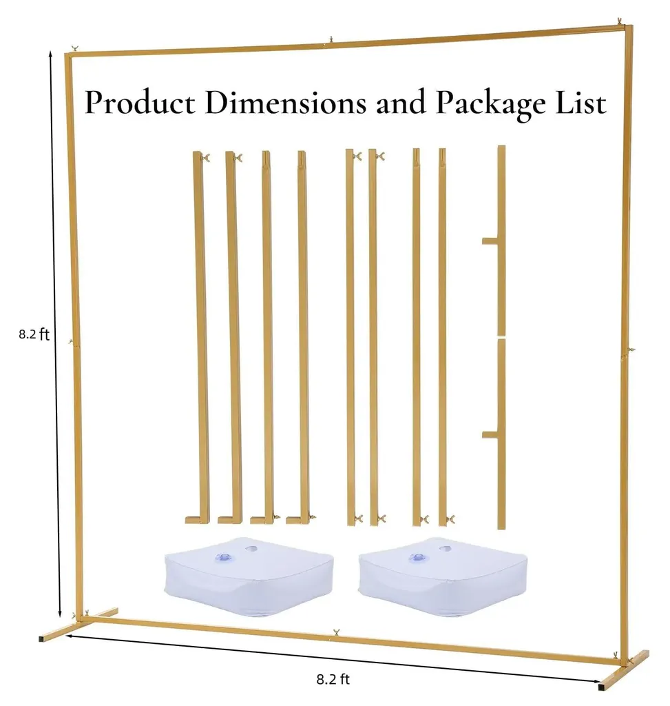 Arche de mariage dorée 2,5x2,5m structure carrée robuste en métal - 2