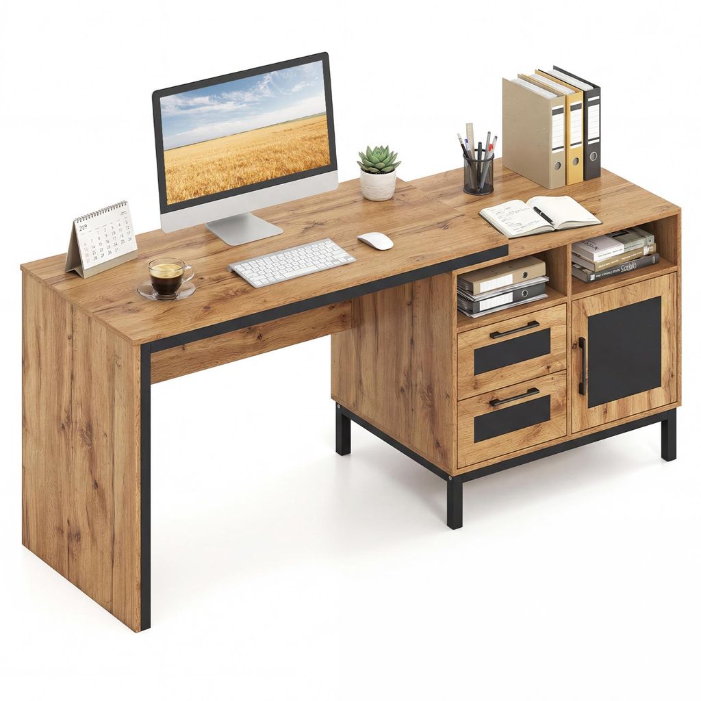 COSTWAY 181x60x76 cm ComKunststofftertisch holz, Produktbild 
