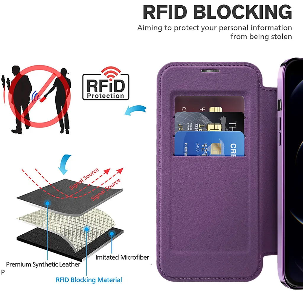 Cover iPhone 12 Pro Viola con MagSafe e Slot Carte - Trasparente - 3