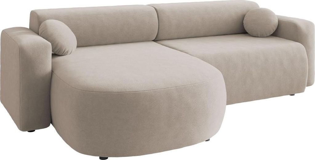 MIRJAN24 Ecksofa Nicelo, Wohnzimmer L-Form mit Bettkasten und Schlaffunktion, Dekorative Kissen-Set, Seite universal (Farbe: Velo 623)