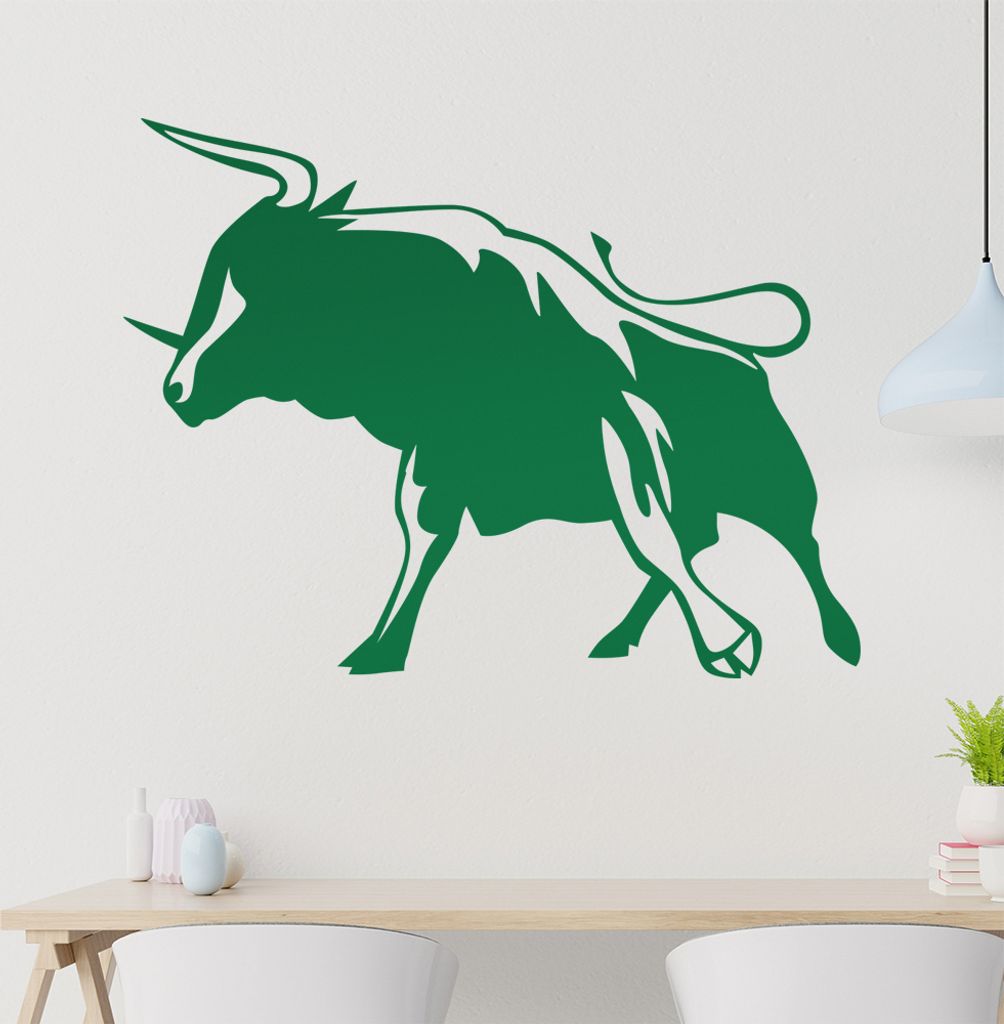 Stier Wandtattoo in 6 Größen - Wandaufkleber Wall Sticker - Dekoration, Küche, Wohnzimmer, Schlafzimmer, Badezimmer