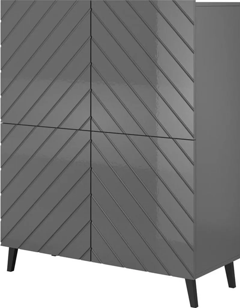 Grand Placard de Rangement Graphite Brillant pour Salon et Bureau ABETO