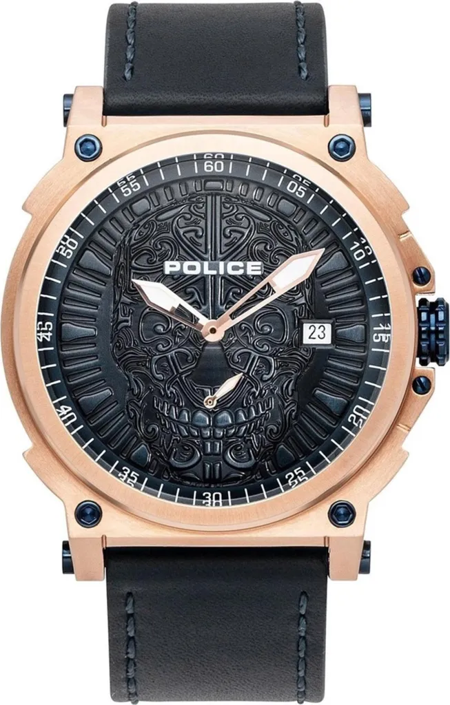 Police PL15728JSR/03 Orologio Luxury Uomo Acciaio Rose Gold e Pelle