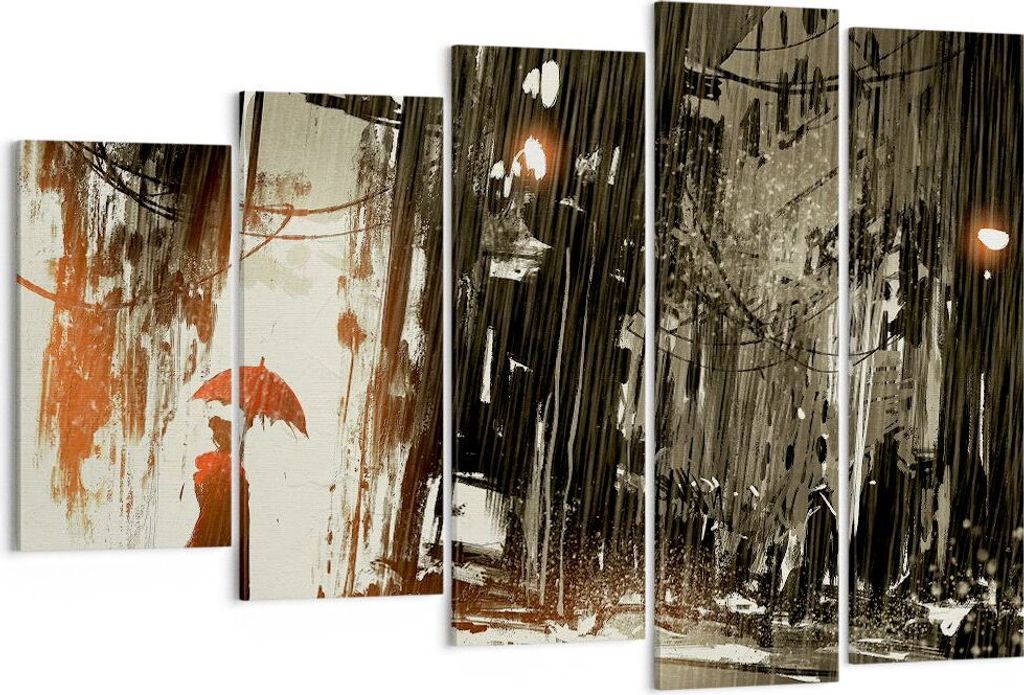 Bild auf Leinwand - Leinwandbild - apocalypse regen Regenschirm Rätsel - 150x100cm - Wand Bild - Wanddeko - Leinwanddruck - Bilder - Kunstdruck - ...