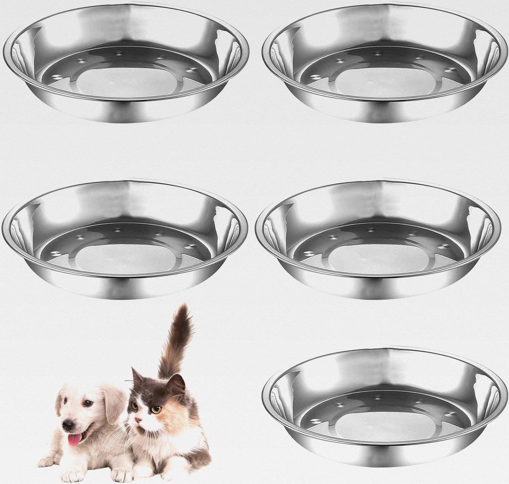 Futternapf Katze, 5 Stück Katzennäpfe Edelstahl, Napf Fressnapf Futterschüssel, Wasser Fütterung Schüssel, Flach Hund Futternapf, für Katzen ...