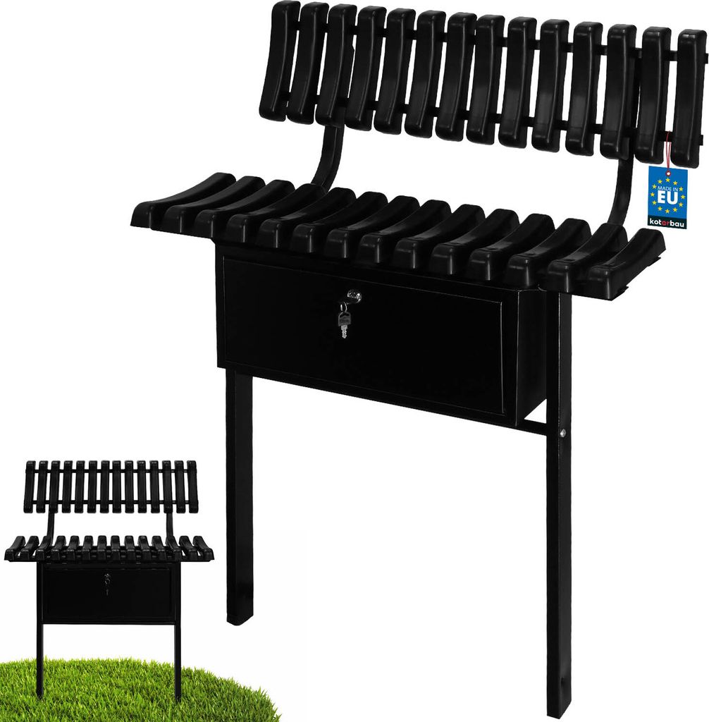 KOTARBAU Friedhofsbank 75 cm Gartenbank für Friedhof mit Rückenlehne und Aufbewahrungsbox Holzbank Wetterfest Sitzbank Gartenbank Outdoor Parkb...