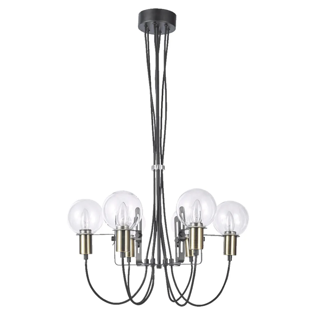 Lustre Suspension ABRAZO en Laiton Satiné avec 6 Douilles E14 - Ø61 cm