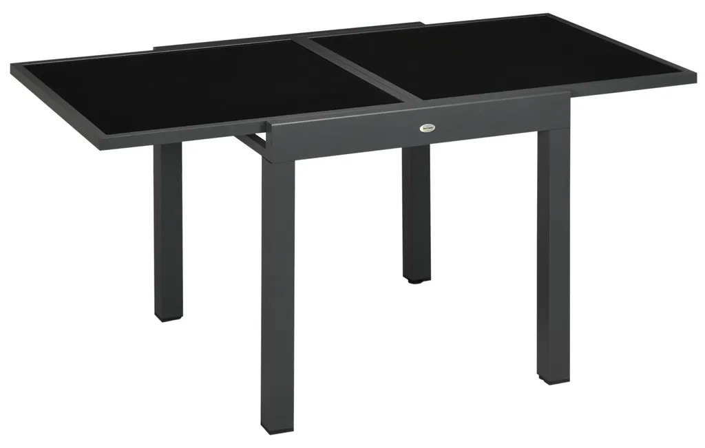 Table de Terrasse Gain de Place Extensible 160 cm Aluminium et Verre
