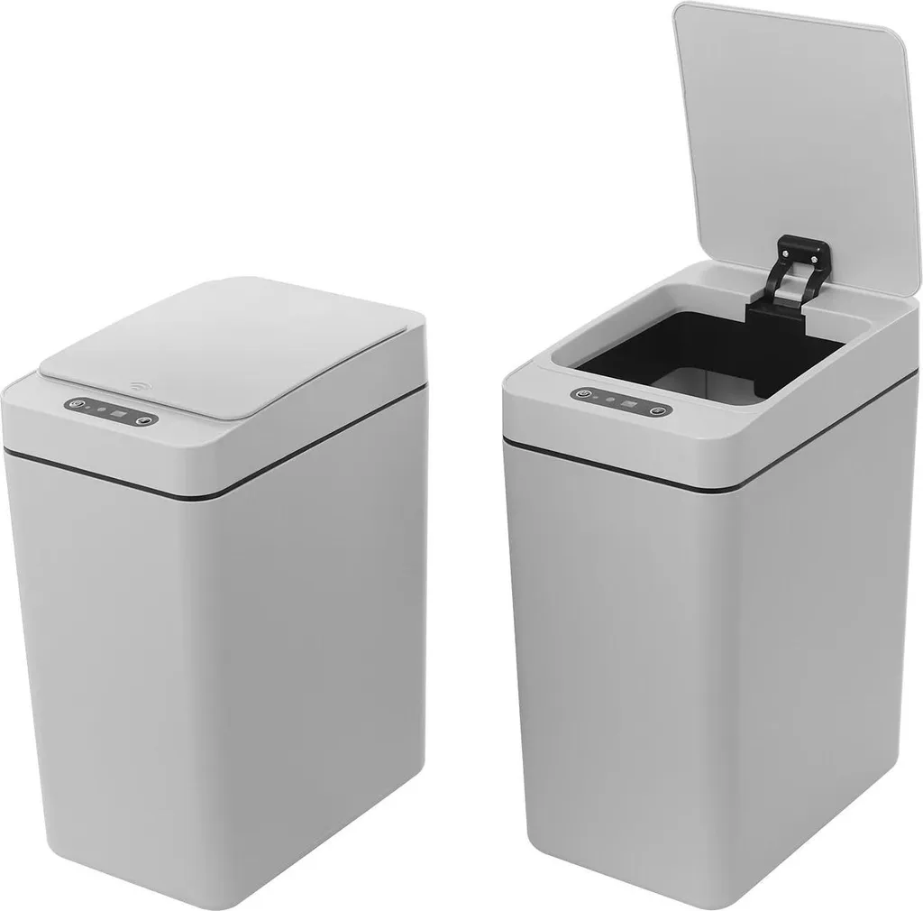 Poubelle Hygiénique sans Contact Lot de 2 - 12L Anti-Odeur Infrarouge Gris