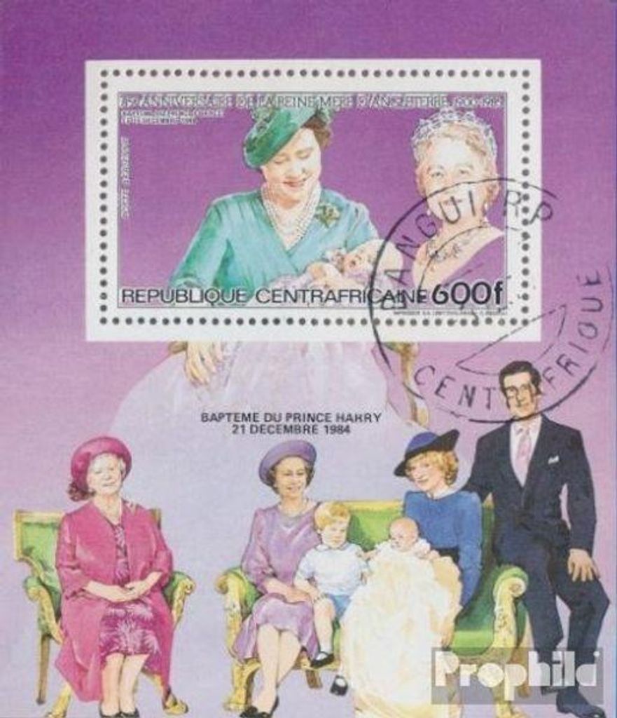 Briefmarken Zentralafrikanische Republik 1985 Mi Block334A (kompl.Ausg.) gestempelt Königinmutter Elisabeth