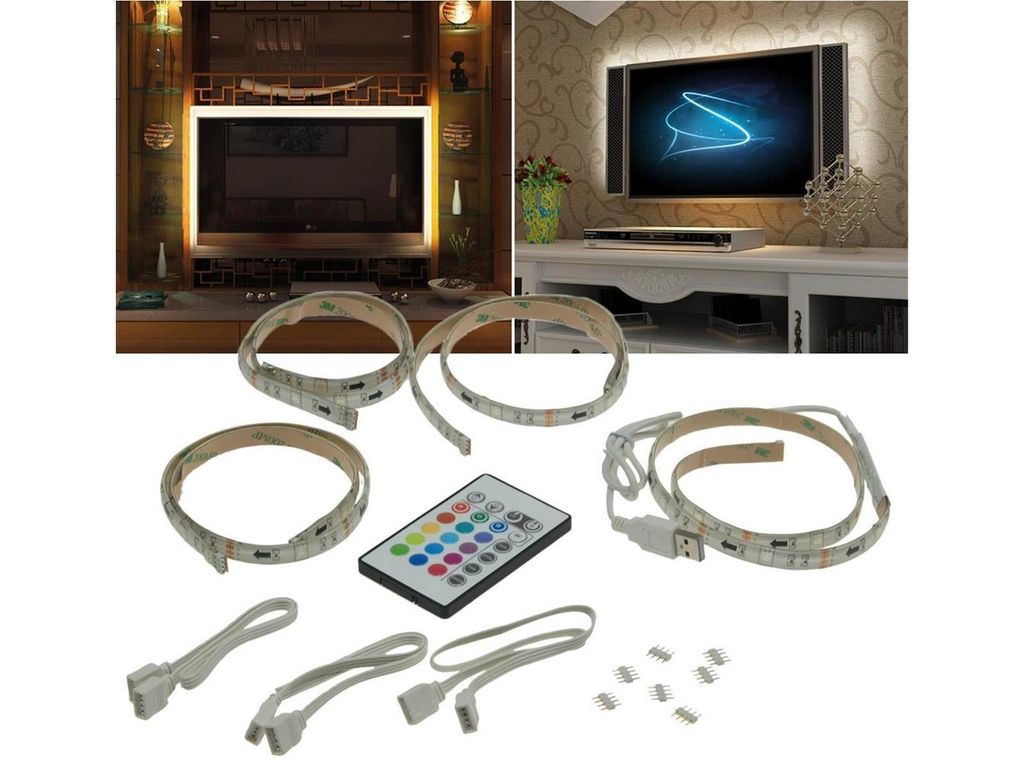 RGB Stripe TV Hintergrundbeleuchtung, USB 4x50cm