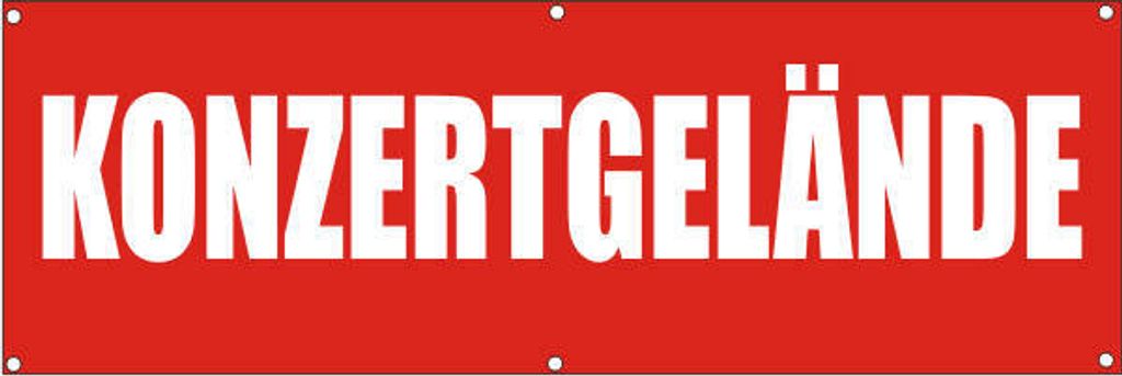 Werbeplane / Gerüstplane - p113 - Konzertgelände - NEU - 200 cm x 67 cm - für Baustelle, Garten, Zaun oder Veranstaltung