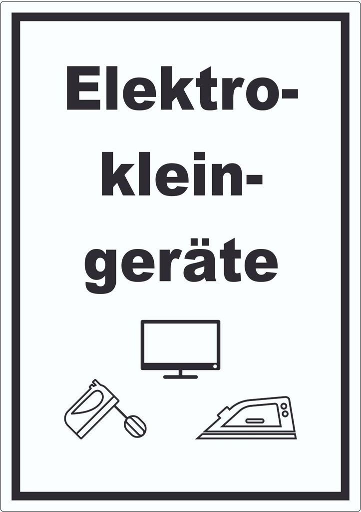 Elektrokleingeräte Mülltrennung Aufkleber Text Symbol Haushaltsgerät A5 (148x210mm)