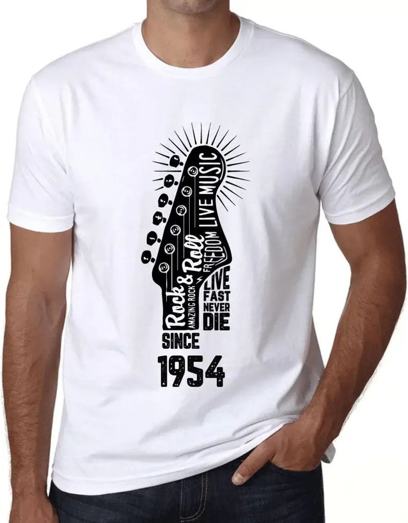 Herren Grafik T-Shirt Lebe schnell stirb nie Gitarre und Rock & Roll seit 1954 – Live Fast, Never Die Guitar and Rock & Roll Since 1954 – Gesch...