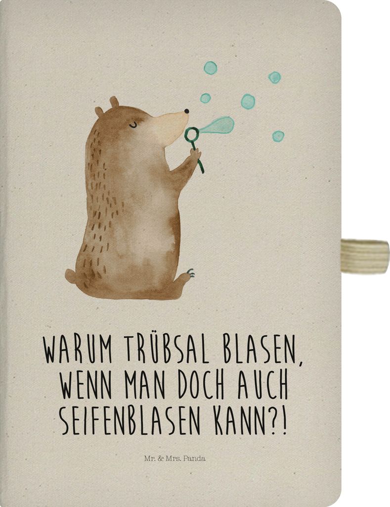 Mr. & Mrs. Panda Journal Bär Seifenblasen - Transparent - Geschenk, A5 Notizbuch, Lustig Sein Glücklich Traurig Happy, Reisetagebuch, Kariert, Te...