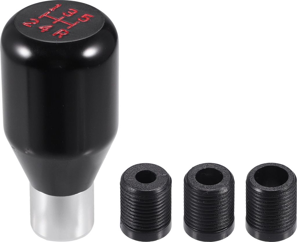 1 Satz Universal-Schaltknauf - Auto-Schaltknauf mit 3 Adaptern fš¹r 5-Gang-Schaltgetriebe-Fahrzeuge - Aluminiumlegierung Schwarz Silberton