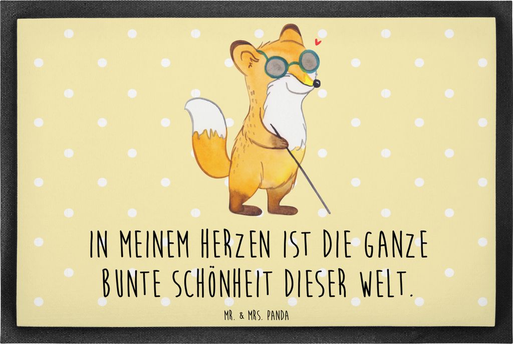 Mr. & Mrs. Panda fußmatte Fuchs Blindheit 40 x 60 cm - Gelb Pastell - Geschenk, Fußabstreifer, Erblindung, Schmutzfangmatte, Schmutzmatte, bodenm...