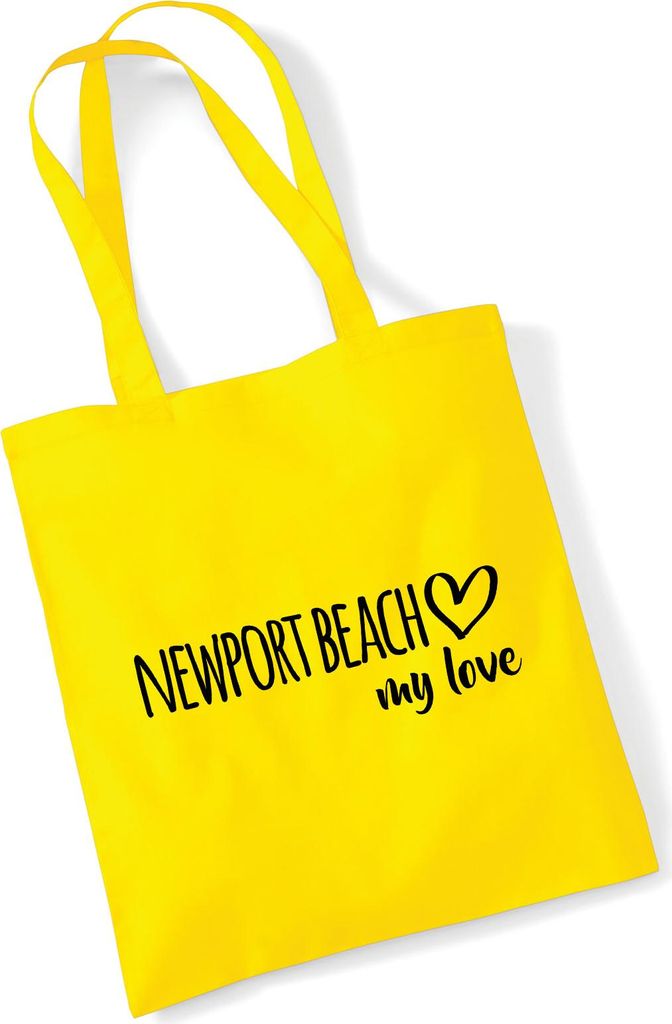 Huuraa Jutebeutel Newport Beach my love 10 Liter Yellow Baumwolle Tasche Geschenkidee