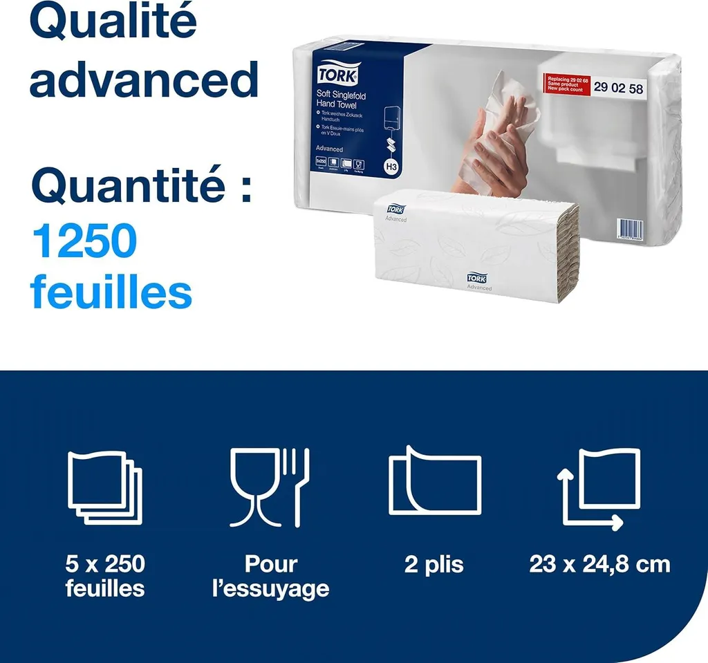 Serviettes en papier zigzag Tork H3 pour distributeur professionnel