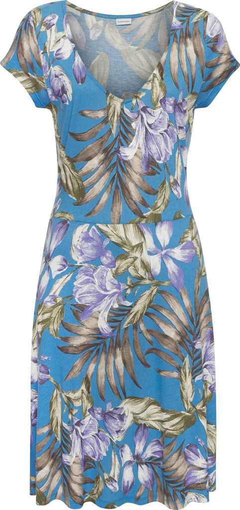 LASCANA Minikleid blau-flieder-grün bedruckt Größe 46