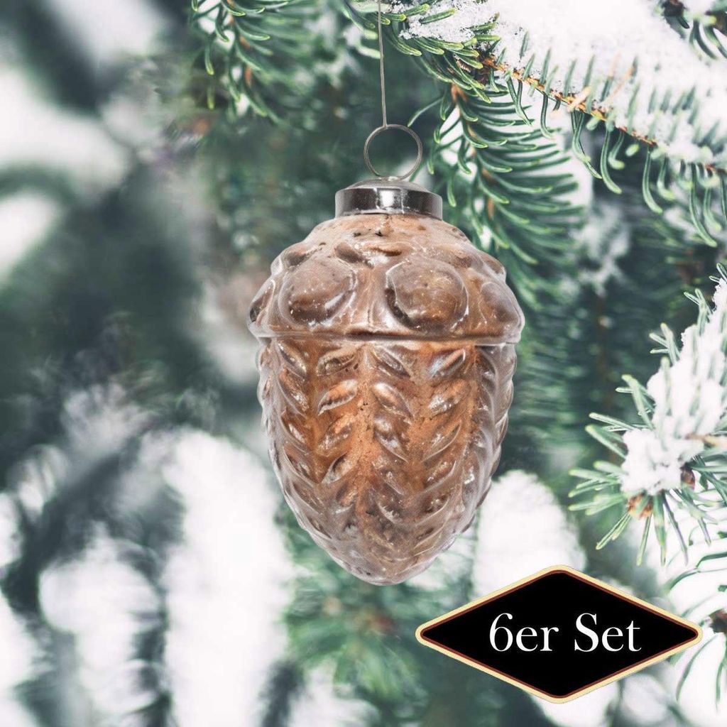 Premium Weihnachtskugel Eichel, kupfer patiniert - handgemacht in Indien, H.10cm