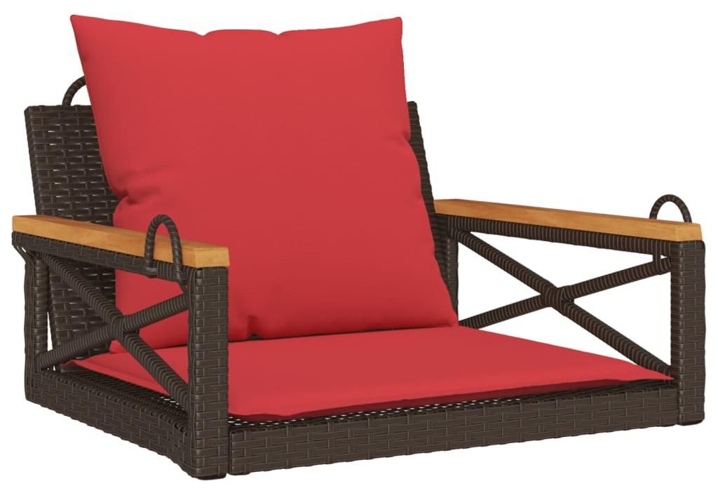vidaXL Hängesessel mit Kissen Braun 63x62x40 cm Poly Rattan