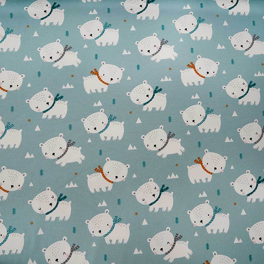 Bio Organic Baumwoll-Jersey Eisbärchen Kinderstoff ab 0,5x1,65m Jersey-Stoff