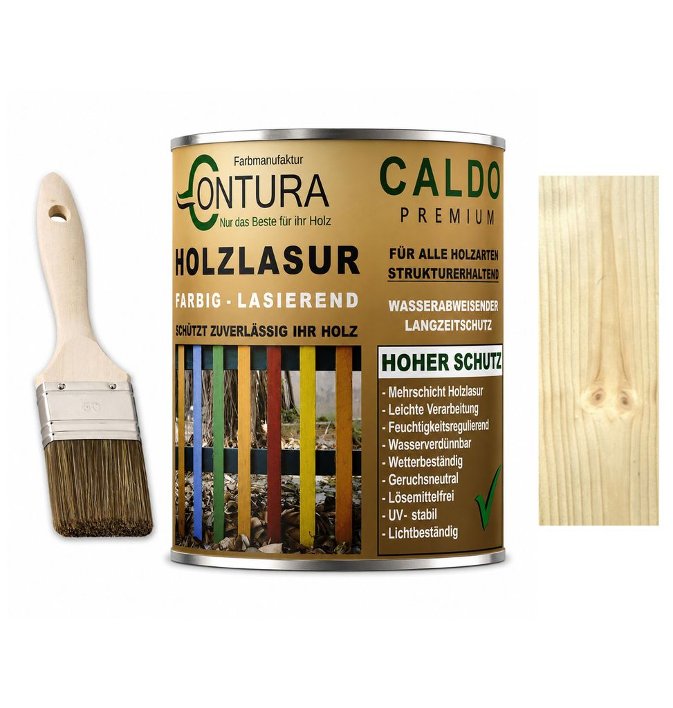 Contura Holzlasur Langzeitschutz Lasur + Pinsel Holz Außen Produktbild 