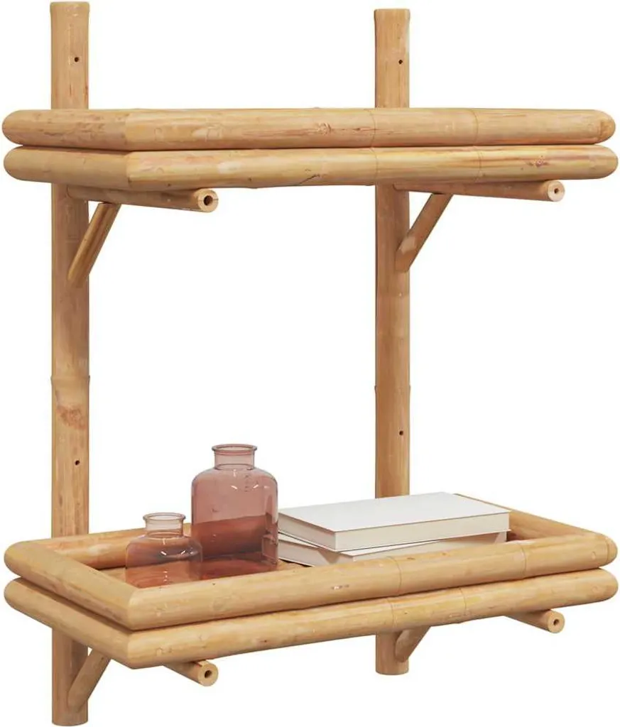 Scaffale a Muro Marrone 39x26x60 cm | Mobile Parete in Bambù Naturale