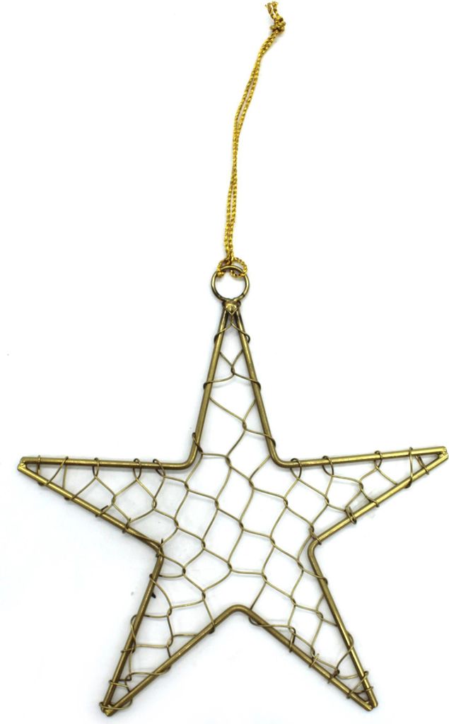 Metall Stern mit Draht zum aufhängen gold 1 Stück - 20 x 21cm