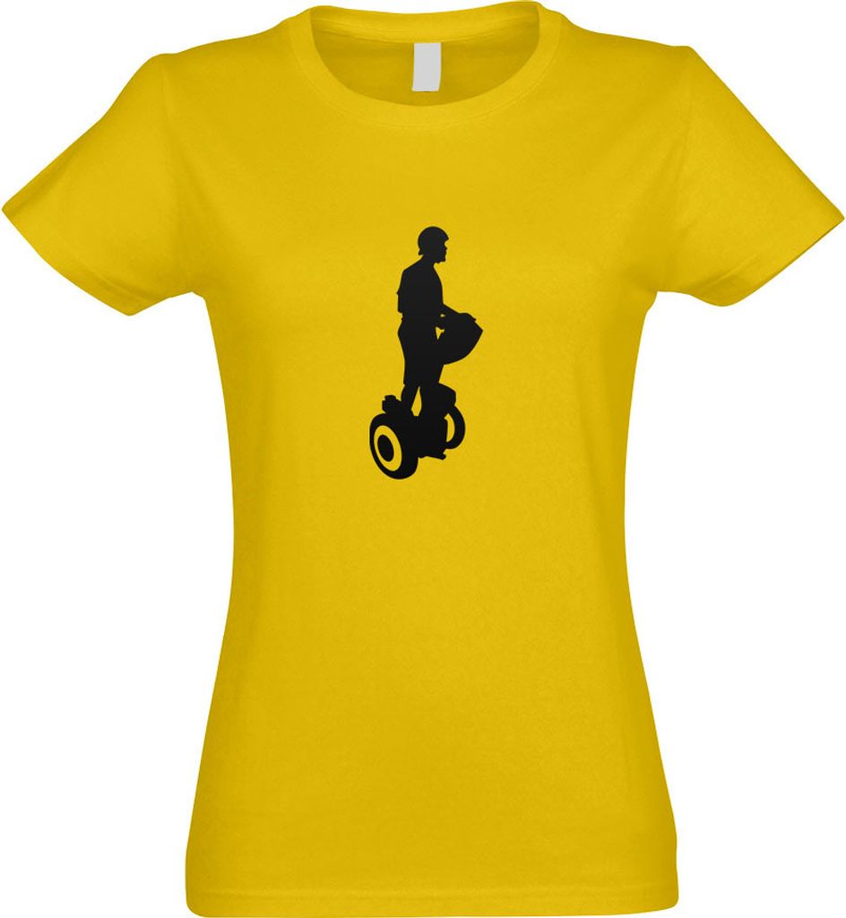 Kiwistar - T-Shirt tailliert - Damen - gelb - Segway Fahren Figur - mit Motiv Bedruckt - Funshirt Design - Sport - Freizeit - Damen - XXL