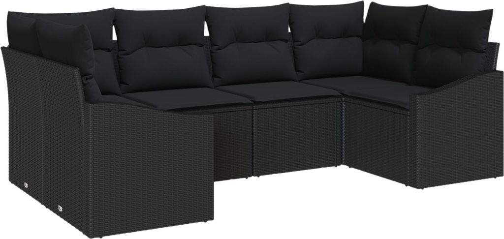 Möbel 6-teiliges Garten Sofa Set mit Kissen Schwarz Poly-Rattan - Gartensofas 3346863