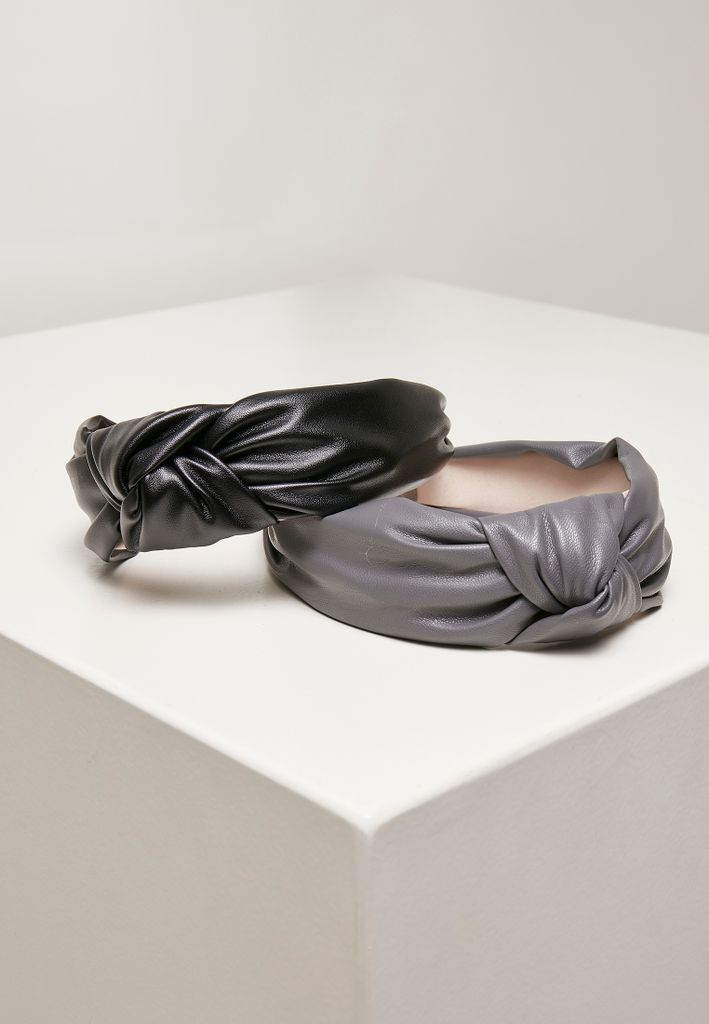 Alice Band Imitation Leather Knot 2-Pack black/grey one size