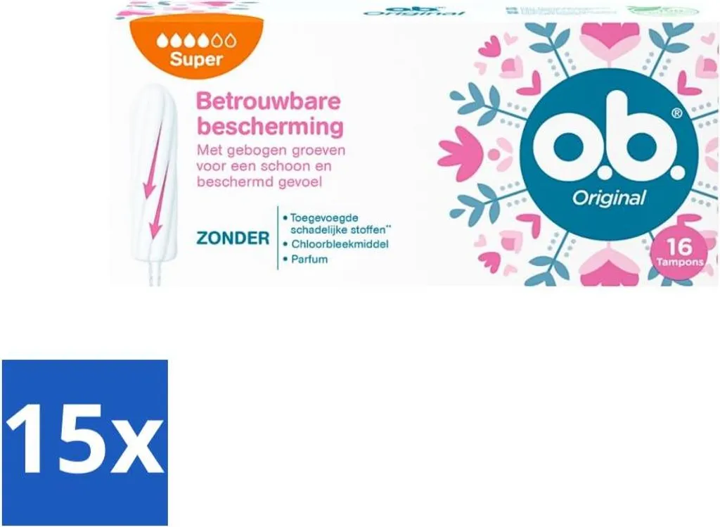 o.b. Original Super Confezione Risparmio - 15 Scatole x 16 Tamponi