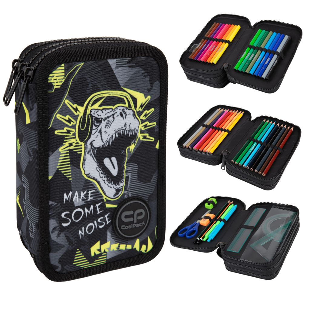 Piórnik potrójny z wyposażeniem Coolpack Jumper 3 Dinopark Zdjęcie produktu 