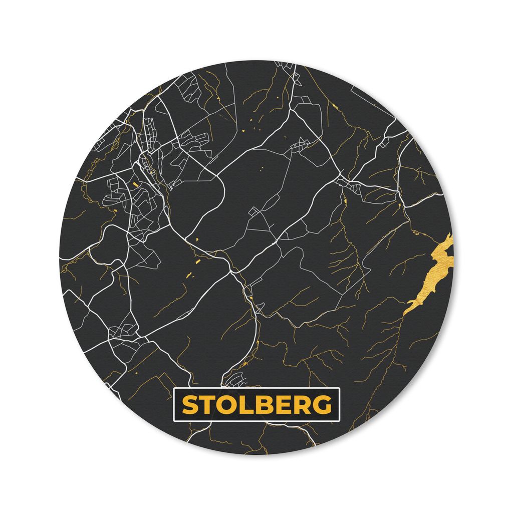 MuchoWow Mauspad Mousepad Gold - Deutschland - Karte - Stadtplan - Stolberg 30x30 cm - Mousepads - Maus Mat - Pad - Mausunterlage - Tischunterlag...