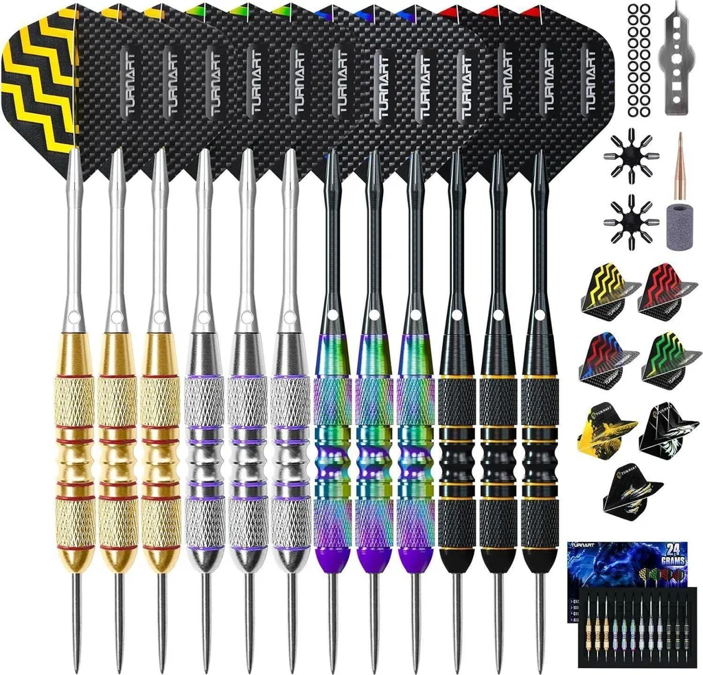 Set de fléchettes Turnart pointe acier avec étui pour loisir et club