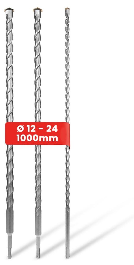 WALTER SDS Plus Bohrerset 3-teilig extra lange Betonbohrer 1000 mm 12 mm 16 mm 24 mm Kohlenstoffstahl Hartmetallspitzen für Stein Beton Mauerwerk ...