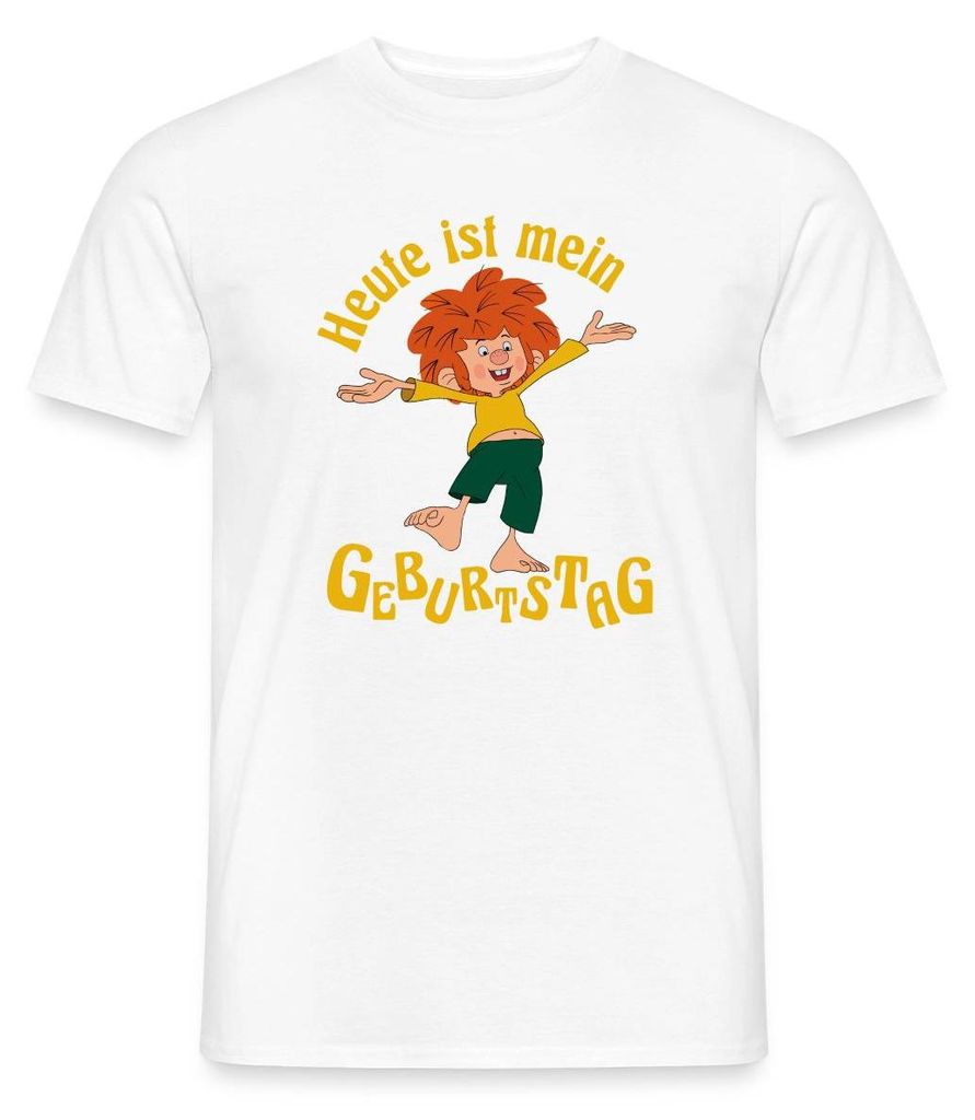 Spreadshirt Pumuckl Mit Spruch Heute ist Mein Geburtstag Männer T-Shirt, M, Weiß