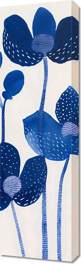 Quadro Moderno 30x100 cm Fiori Notturni - Stampa su Tela per Soggiorno