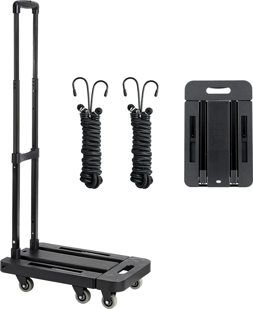 Chariot de transport pliable robuste charge 227kg avec base extensible
