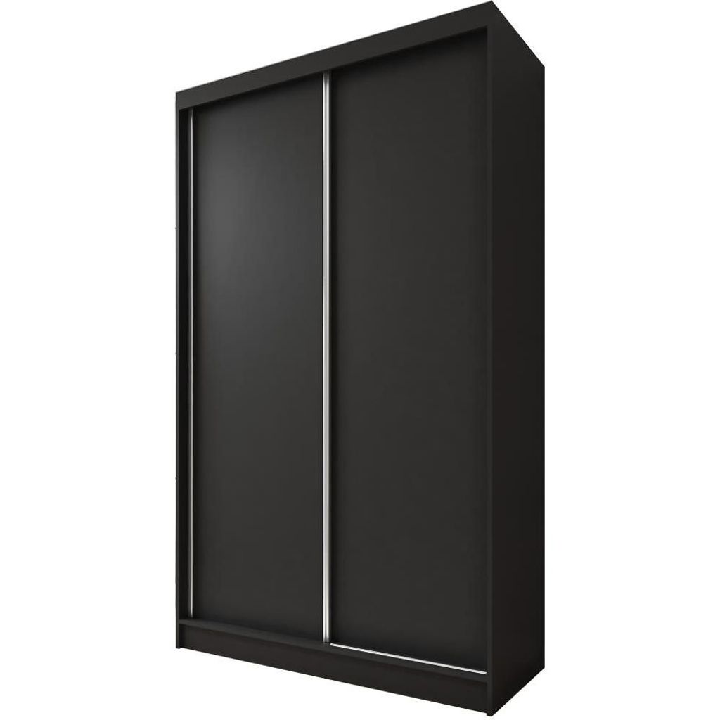 BEAUTYSOFA | Kleiderschrank MARIO II 120 cm Schwarz – Moderner Schrank ohne Spiegel, mit Schiebetüren und Schubladen, Minimalistisches Design