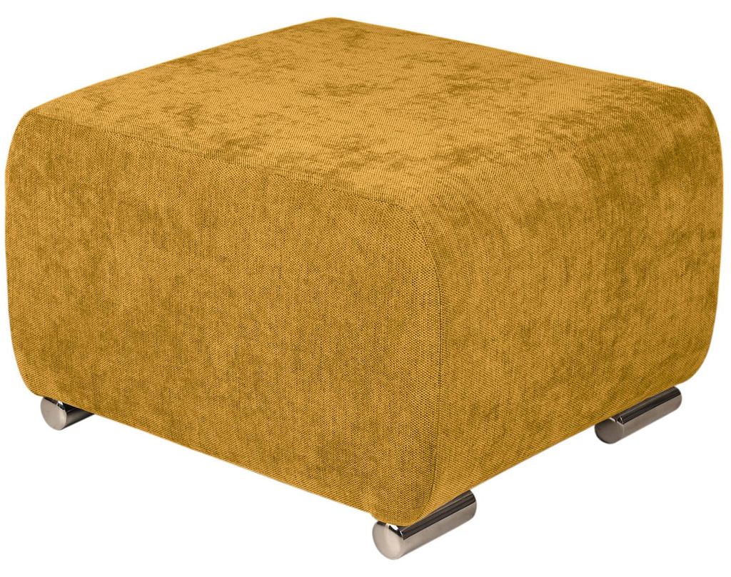Hocker MILAN in Orange mit silbernen Beinen aus strapazierfähigem Karostoff