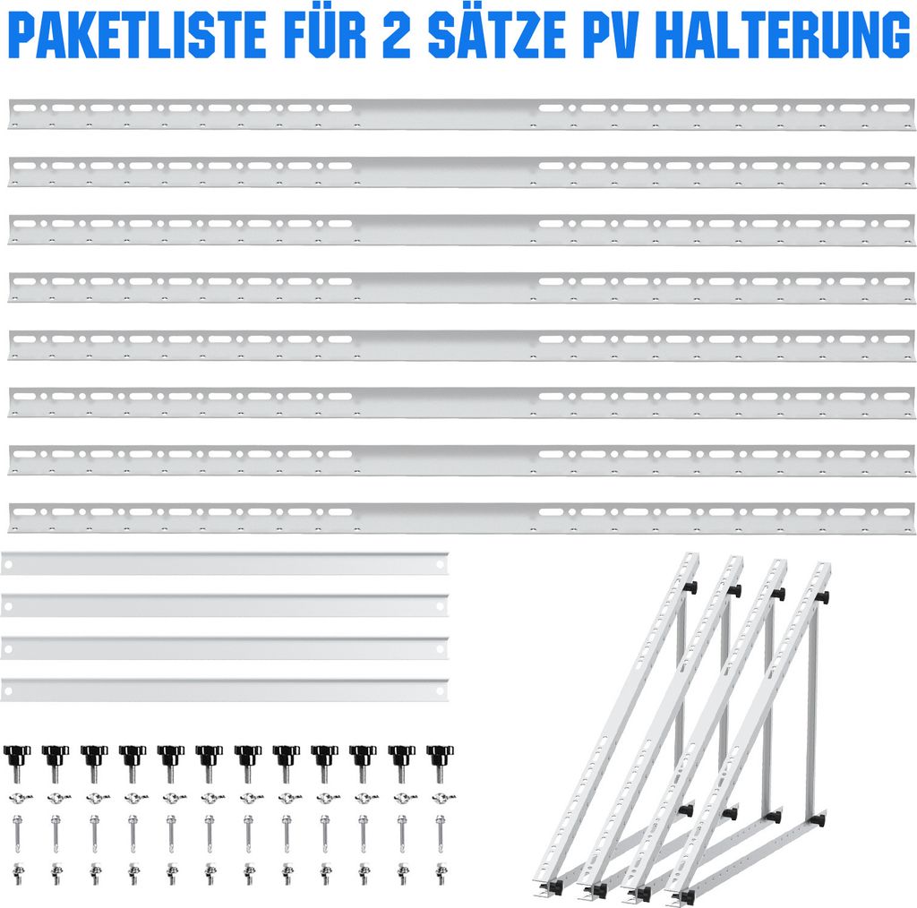 GLIESE 4er-Set Solarhalterung 114 Cm Für Balkonkraftwerke – 0–90° Neigbar Für 100–600 W Module