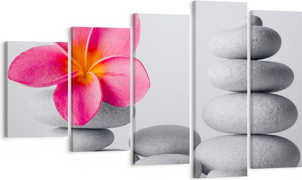Bild auf Leinwand - Leinwandbild - Spa buddhismus ruhig blume - 100x60cm - Wand Bild - Wanddeko - Leinwanddruck - Bilder - Kunstdruck - Wanddekorat...